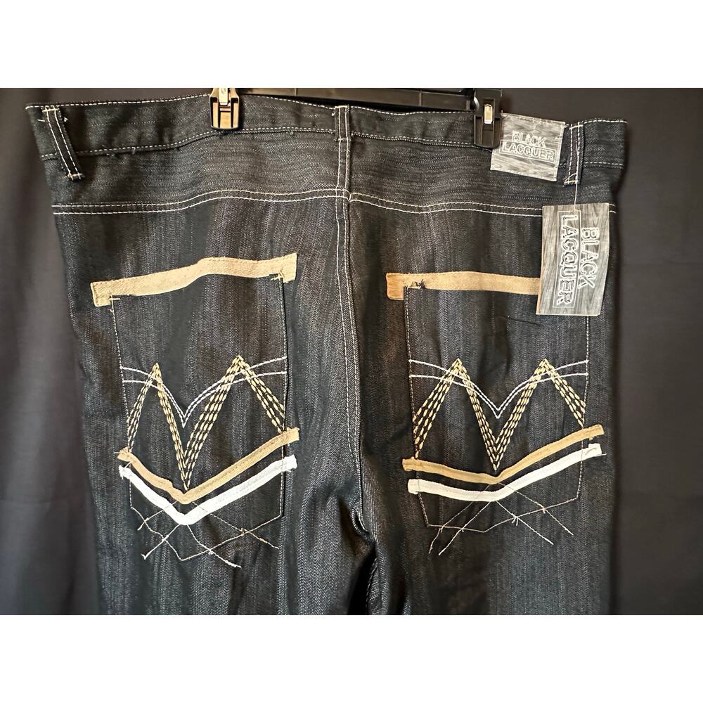 Y2K Black Lacquer Dark Denim Jeans NWT 44